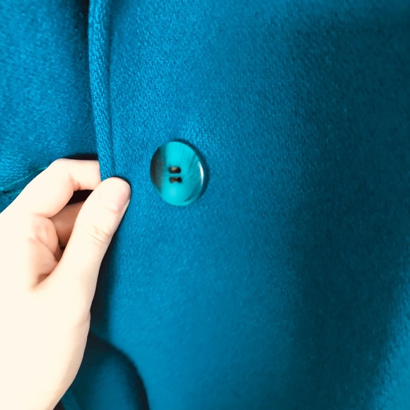 Electric blue 100% wool long coat made in USA - Picture 7 of 9